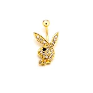 NEW Playboy Pave Crystal CZ Belly Ring